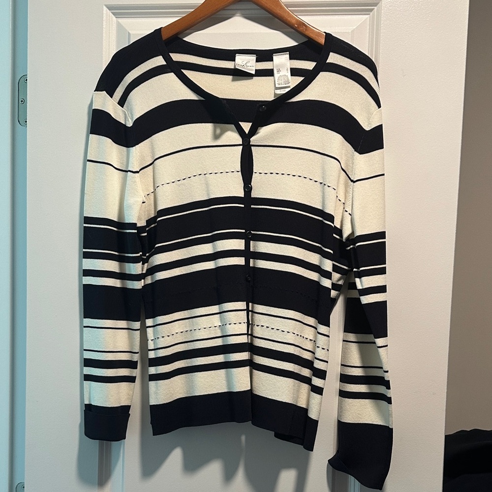 Emma James Black and Cream Striped Cardigan